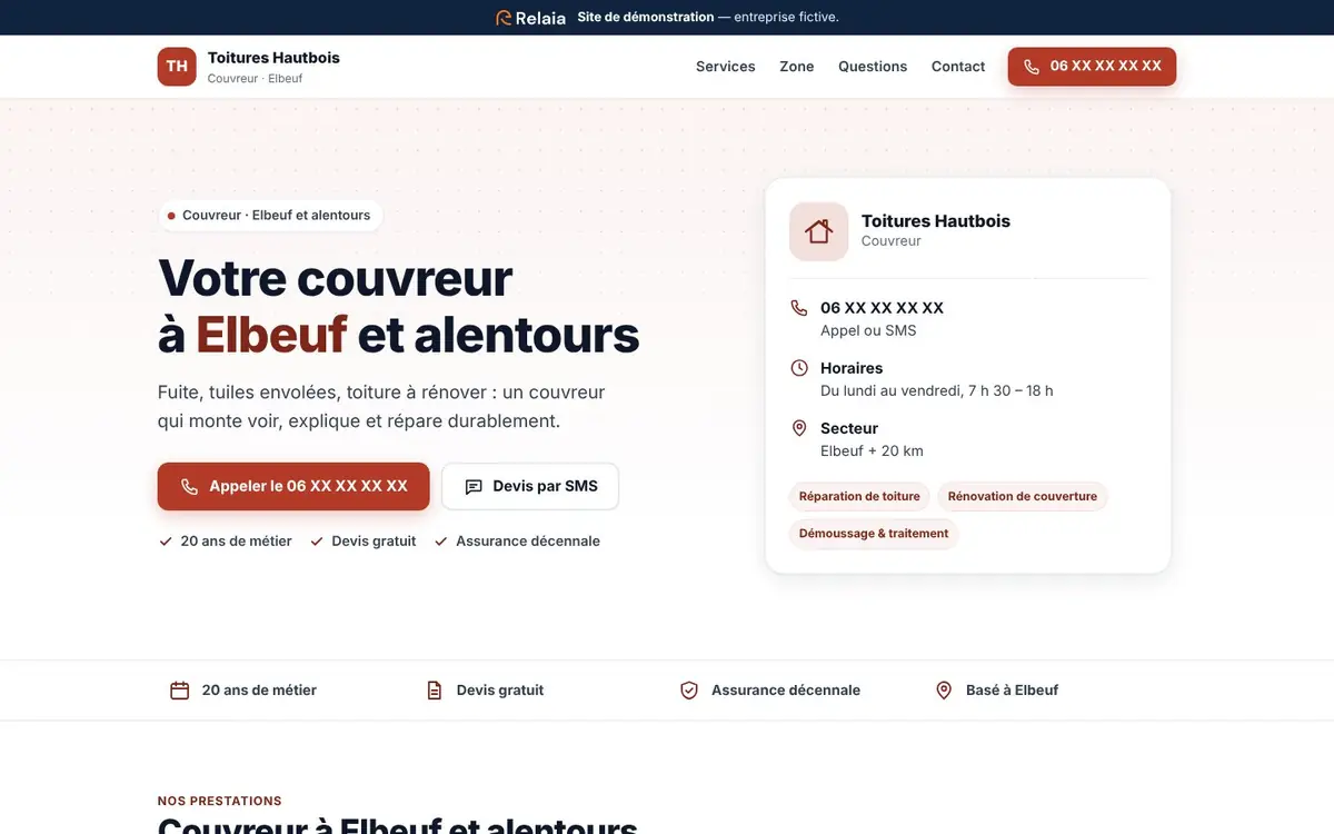 Site de démonstration couvreur