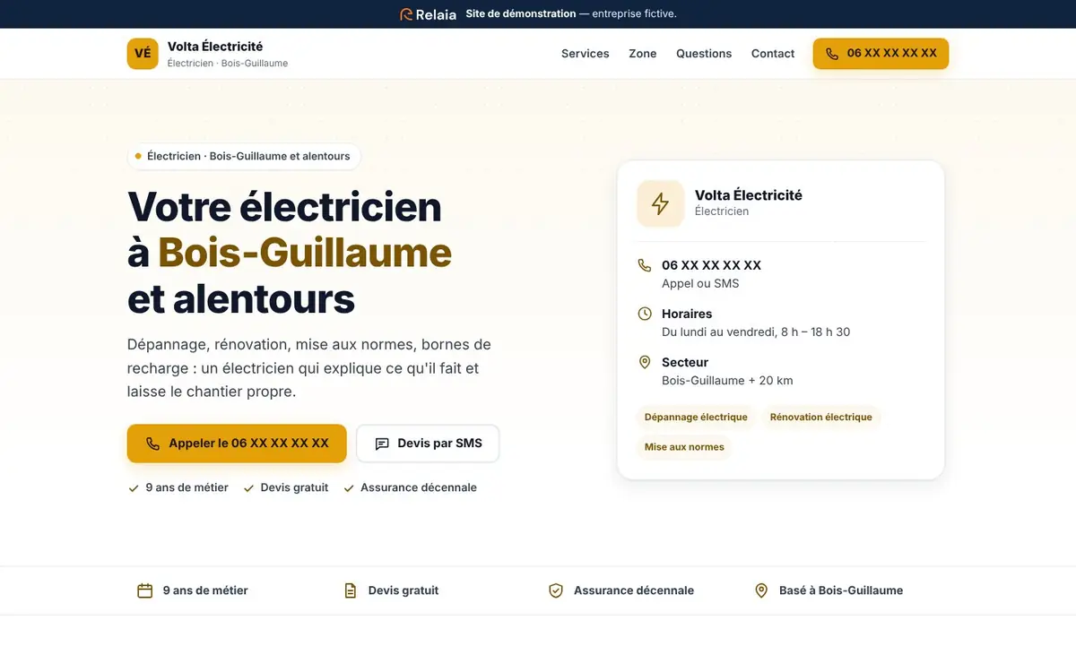Site de démonstration électricien