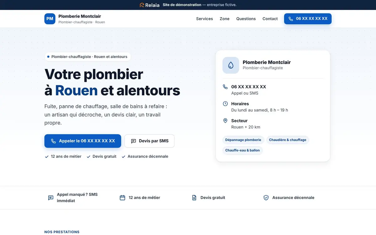 Site de démonstration plombier-chauffagiste